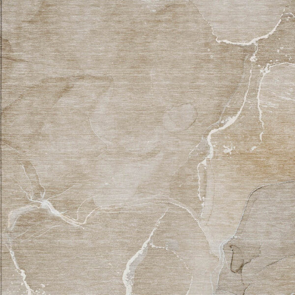 3' X 5' Beige Abstract Washable Non Skid Indoor Outdoor Area Rug