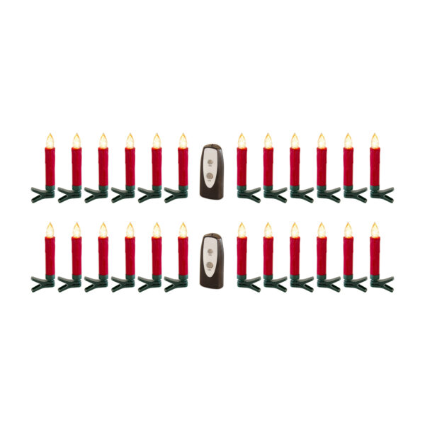 Set of Twentyfour Red LED Flameless Christmas Tree Clip On Candles