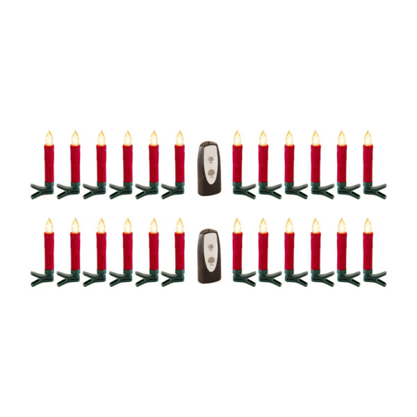 Set of Twentyfour Red LED Flameless Christmas Tree Clip On Candles