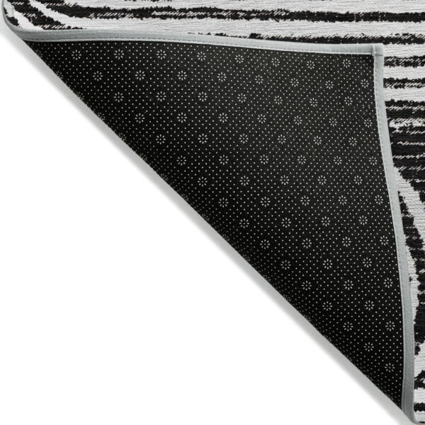 2' X 3' Black and White Abstract Washable Non Skid Indoor Outdoor Area Rug