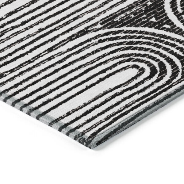 2' X 3' Black and White Abstract Washable Non Skid Indoor Outdoor Area Rug