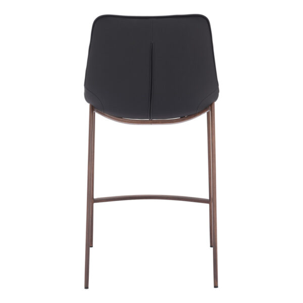 Set of Two 26" Black And Brown Faux Leather And Steel Counter Height Bar Chairs