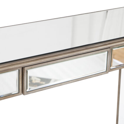 47" Silver and Gold Mirrored Glass Console Table With Drawer