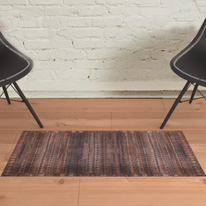 2' X 3' Red Brown And Blue Floral Power Loom Area Rug