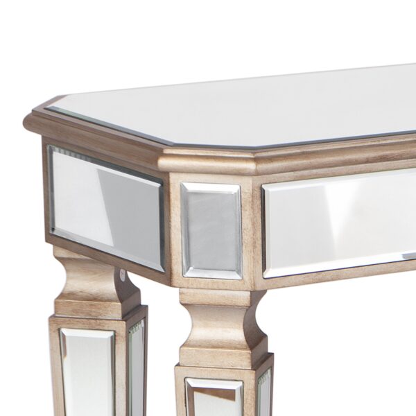47" Silver and Gold Mirrored Glass Console Table With Drawer