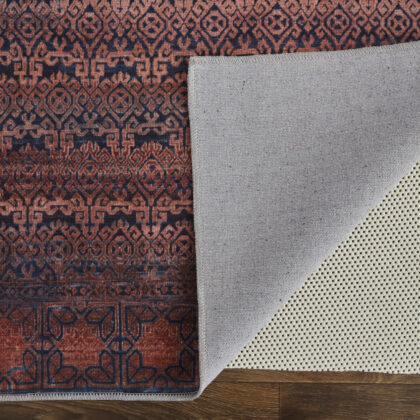 2' X 3' Red Brown And Blue Floral Power Loom Area Rug