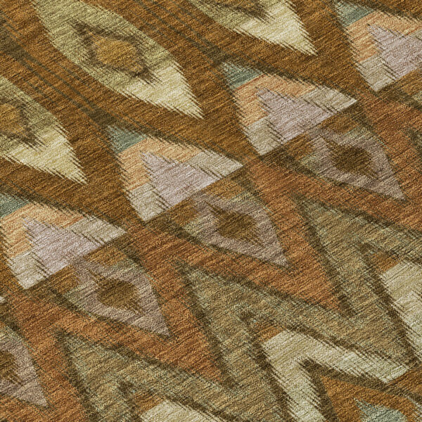8' Brown Beige And Artichoke Green Round Southwestern Washable Indoor Outdoor Area Rug