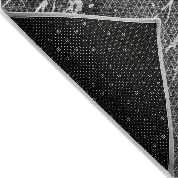 5' X 8' Charcoal Ivory And Gray Abstract Washable Indoor Outdoor Area Rug