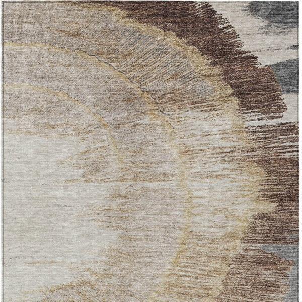 3' X 5' Brown Beige And Taupe Abstract Washable Indoor Outdoor Area Rug