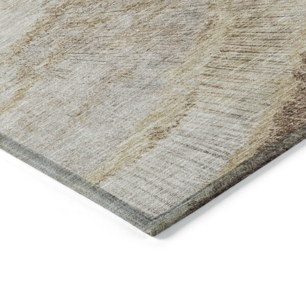 3' X 5' Brown Beige And Taupe Abstract Washable Indoor Outdoor Area Rug