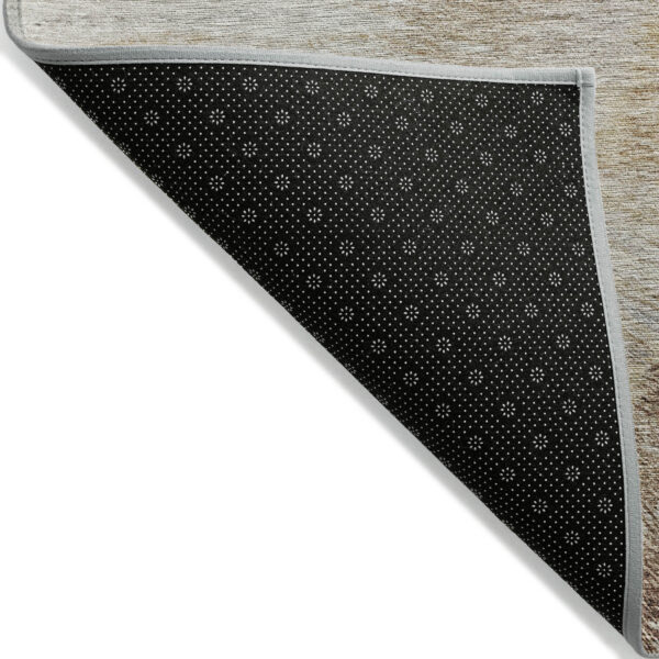 3' X 5' Brown Beige And Taupe Abstract Washable Indoor Outdoor Area Rug
