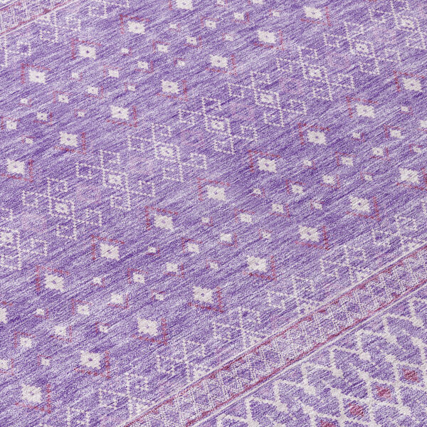5' X 8' Lavender And Purple Tribal Washable Indoor Outdoor Area Rug