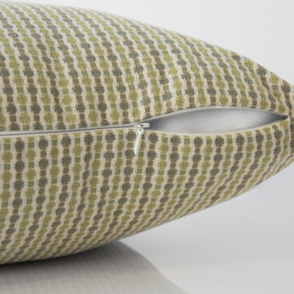 18" X 18" Green and White Polyester Striped Zippered Pillow
