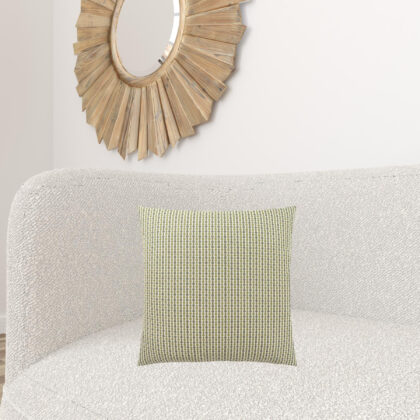 18" X 18" Green and White Polyester Striped Zippered Pillow
