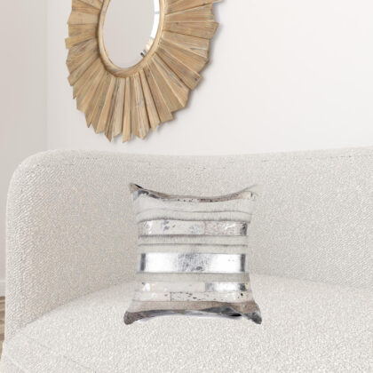 18 X 18 Gray Cowhide Throw Pillow