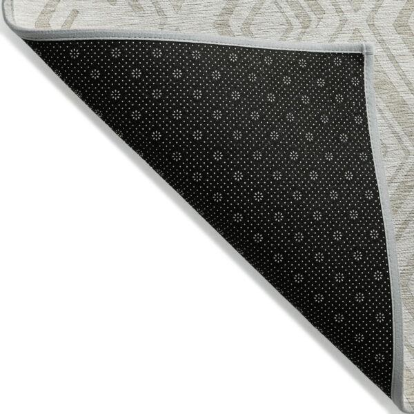 5' X 8' Beige And Ivory Geometric Washable Indoor Outdoor Area Rug