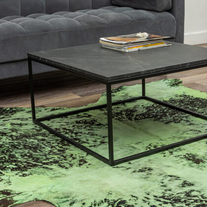 6' x 7' Green and Black Cowhide Hand Knotted Area Rug