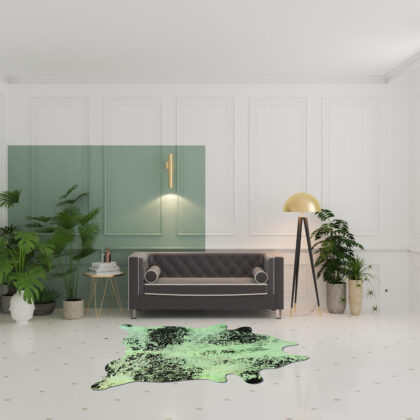 6' x 7' Green and Black Cowhide Hand Knotted Area Rug