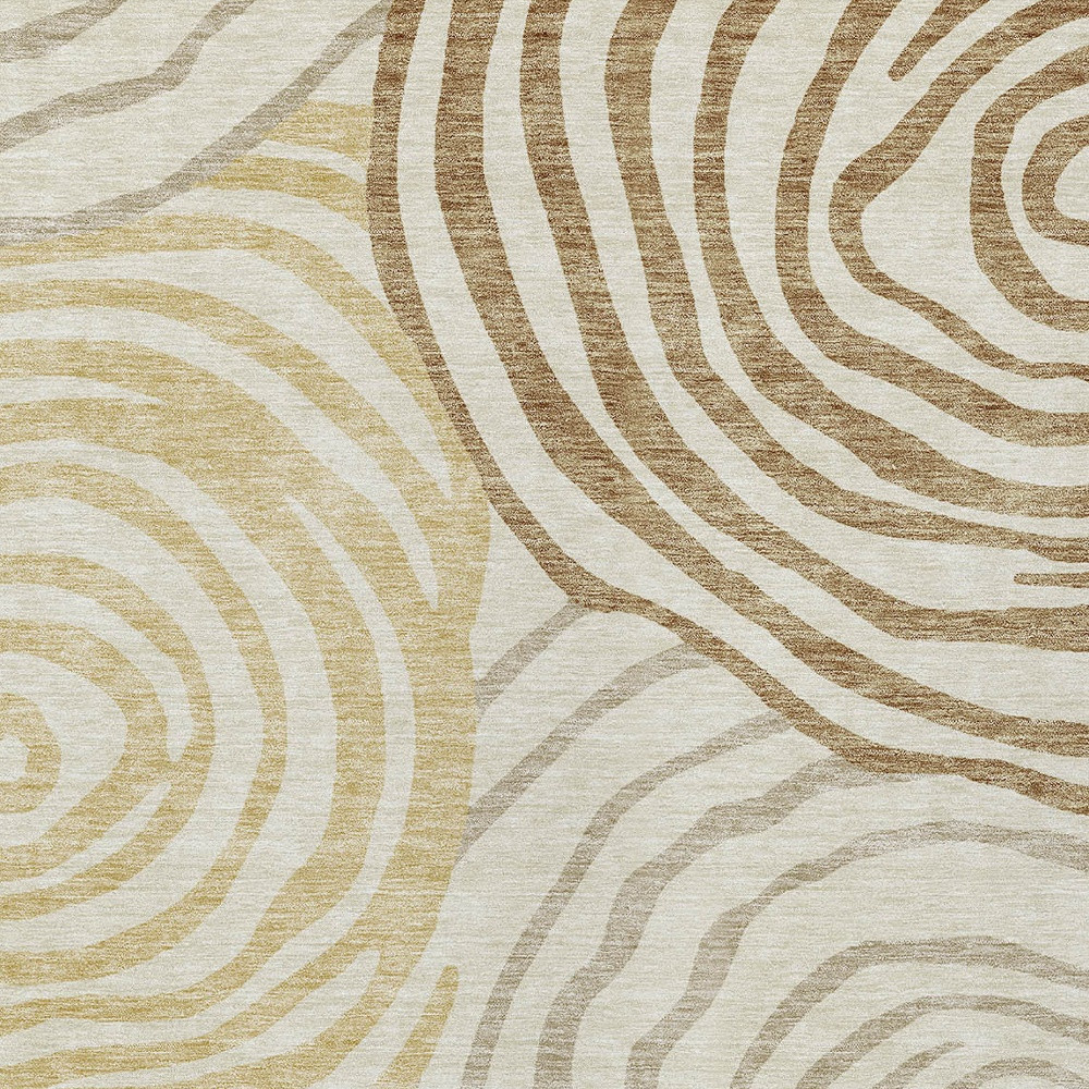 9' X 12' Gold Ivory And Beige Abstract Washable Indoor Outdoor Area Rug - Image 2