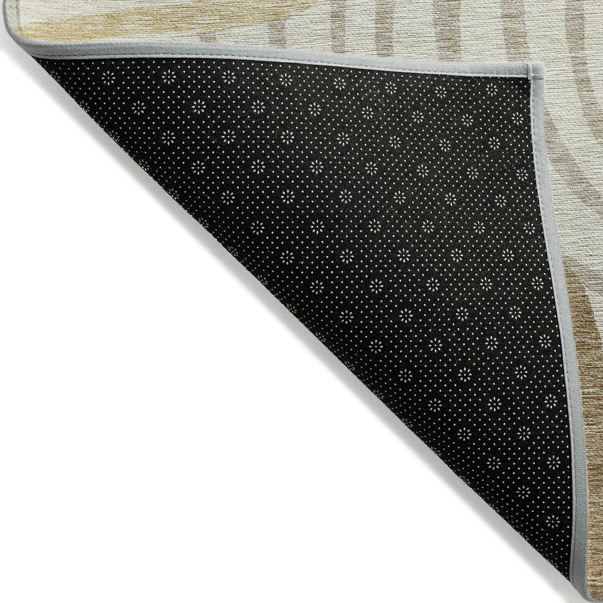 9' X 12' Gold Ivory And Beige Abstract Washable Indoor Outdoor Area Rug - Image 3