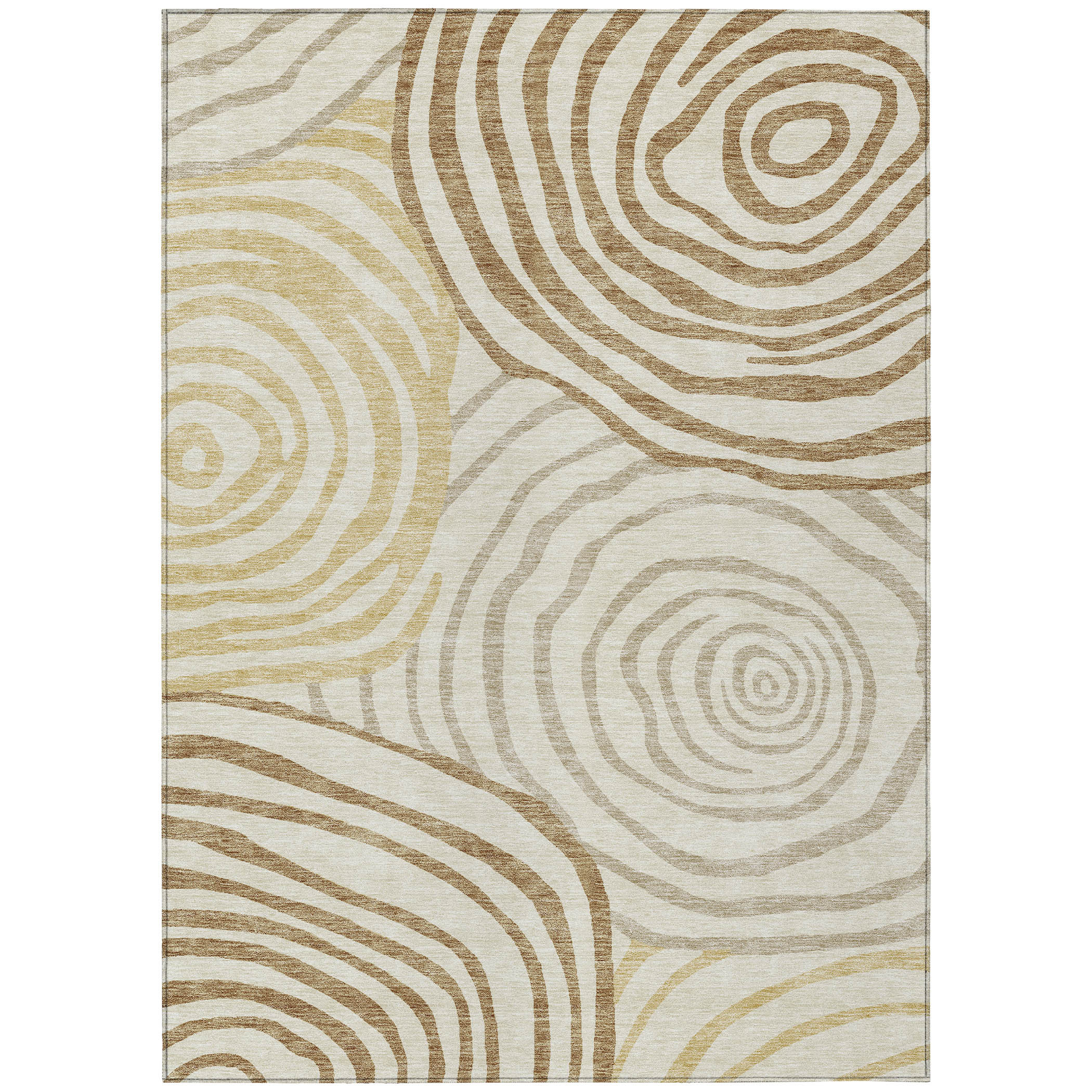 9' X 12' Gold Ivory And Beige Abstract Washable Indoor Outdoor Area Rug - Image 8