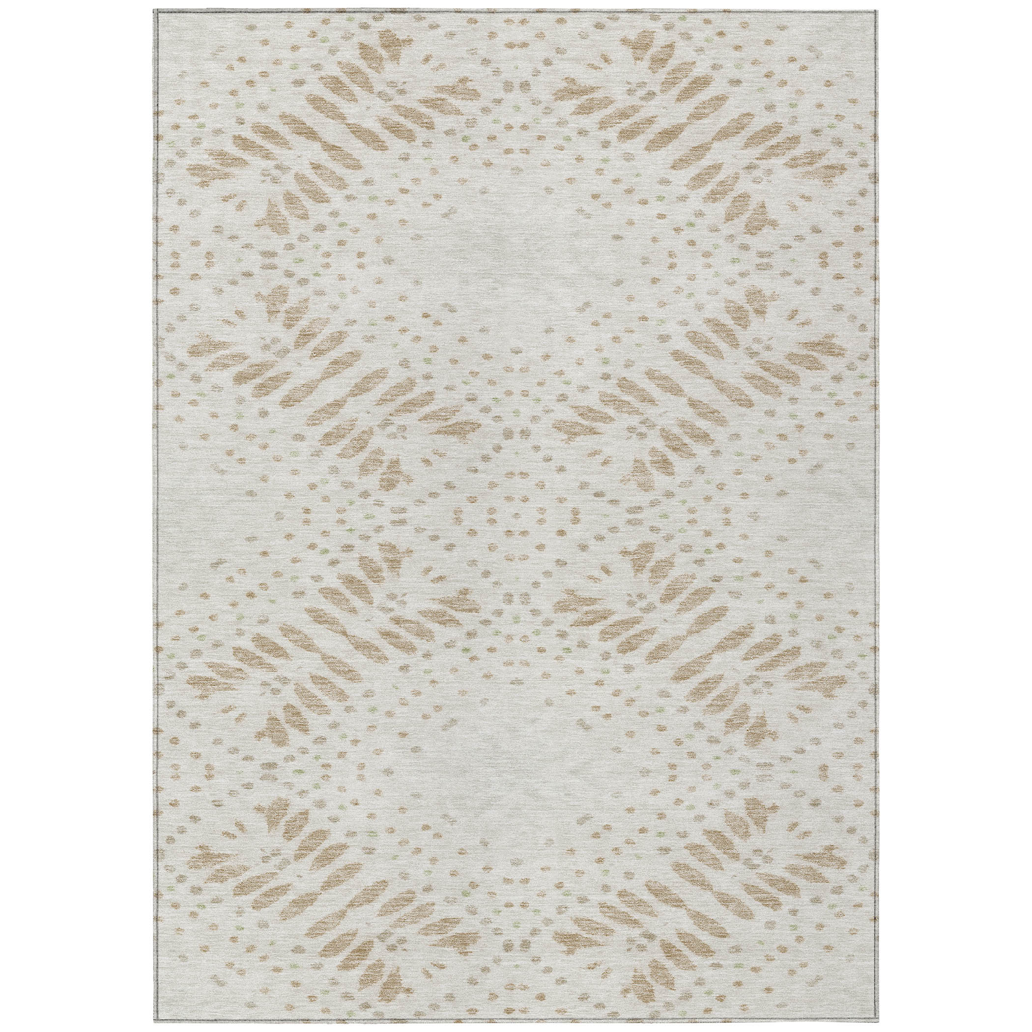3' X 5' Beige Taupe And Tan Floral Washable Indoor Outdoor Area Rug - Image 4