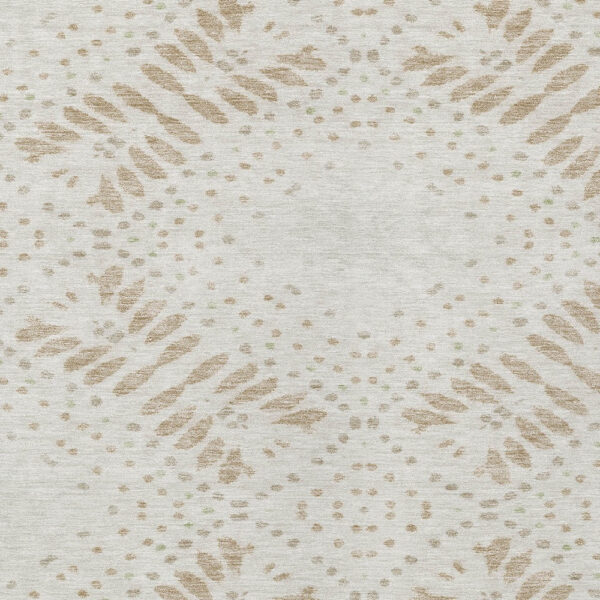 3' X 5' Beige Taupe And Tan Floral Washable Indoor Outdoor Area Rug