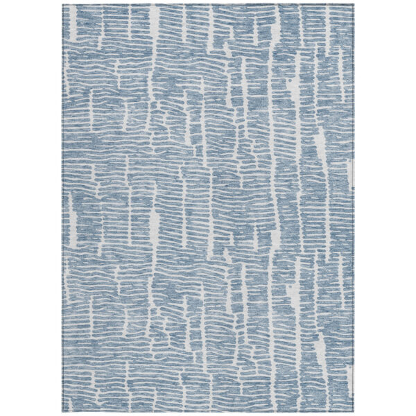 3' X 5' Blue And Ivory Abstract Washable Indoor Outdoor Area Rug