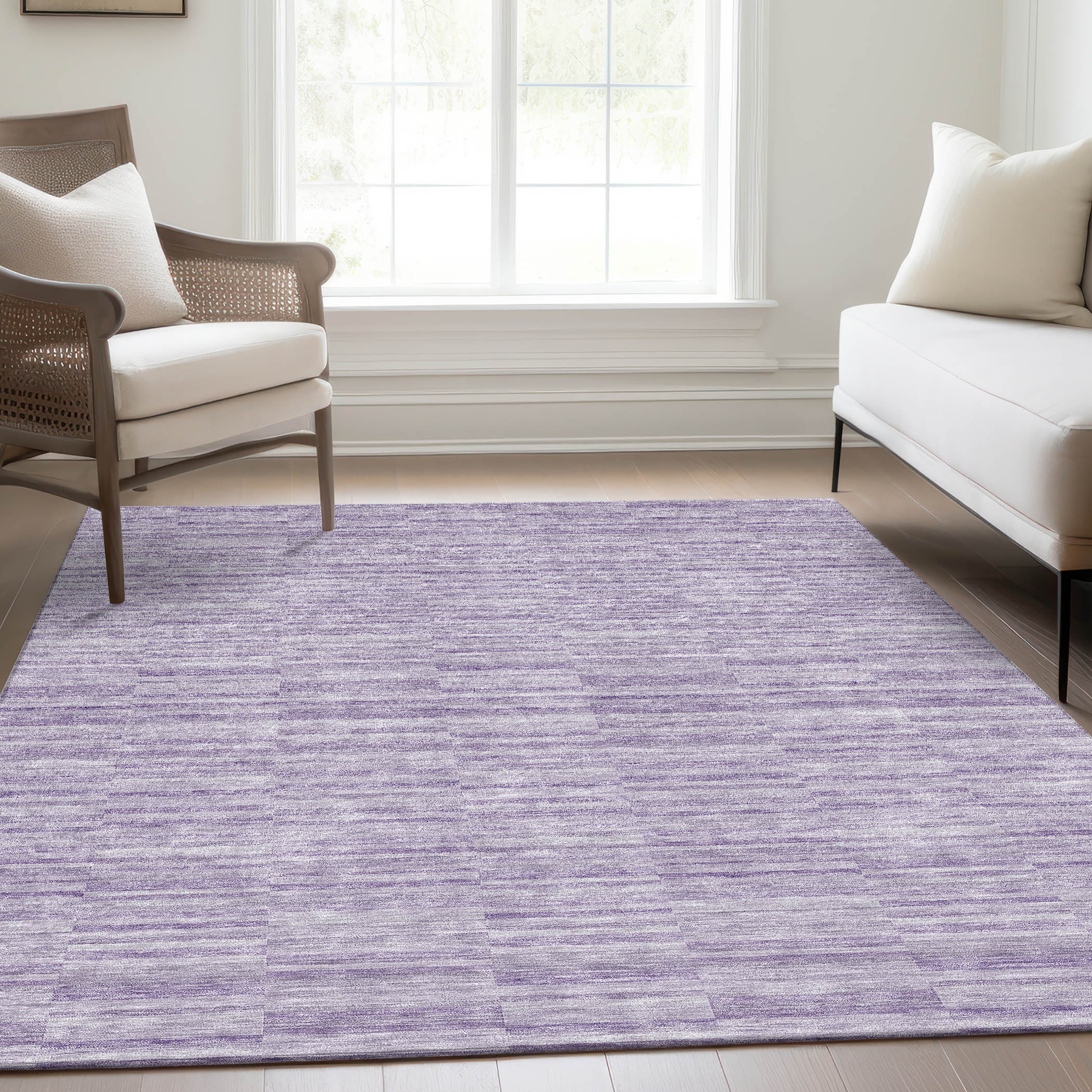 8' X 10' Plum And Purple Striped Washable Indoor Outdoor Area Rug - Image 3