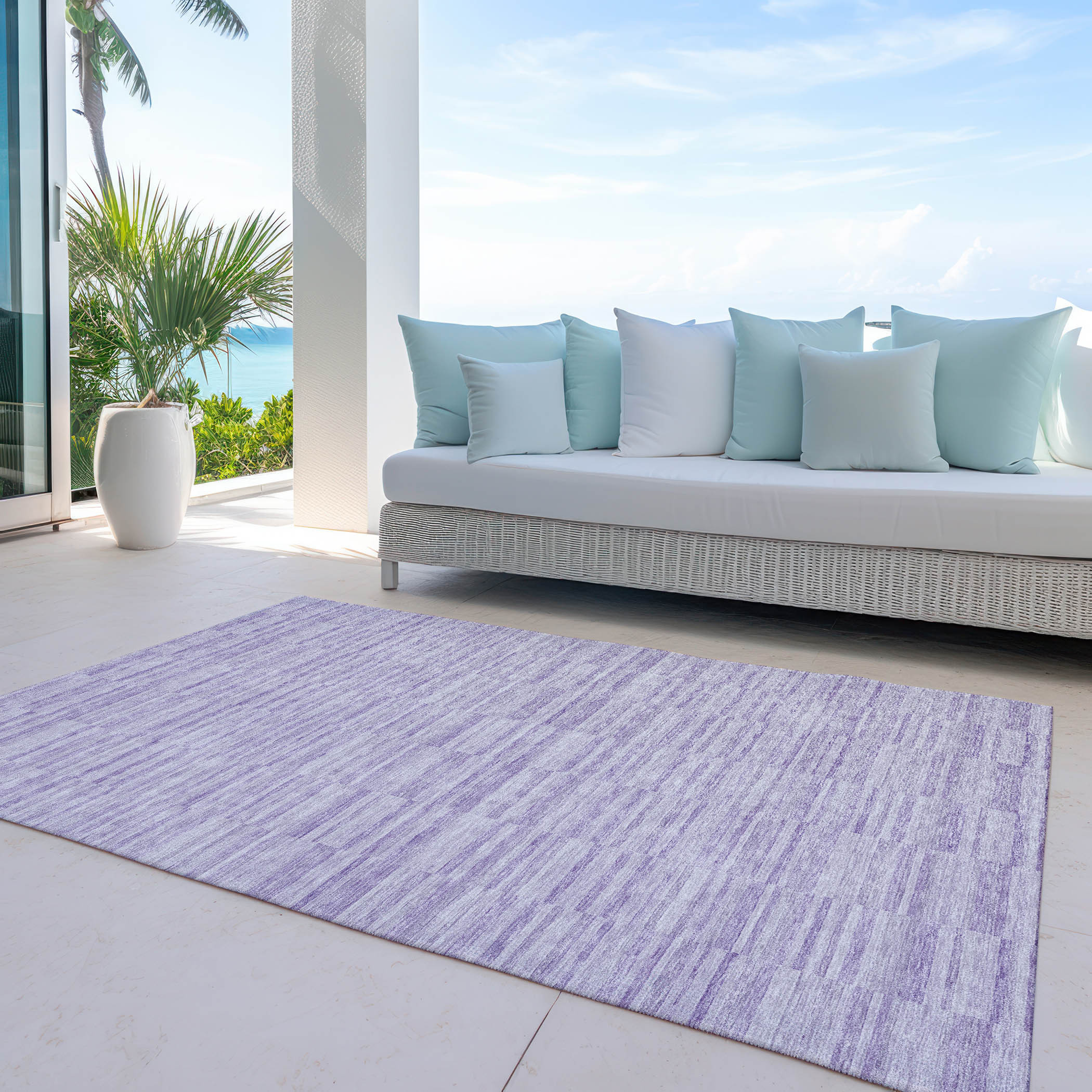 8' X 10' Plum And Purple Striped Washable Indoor Outdoor Area Rug - Image 4