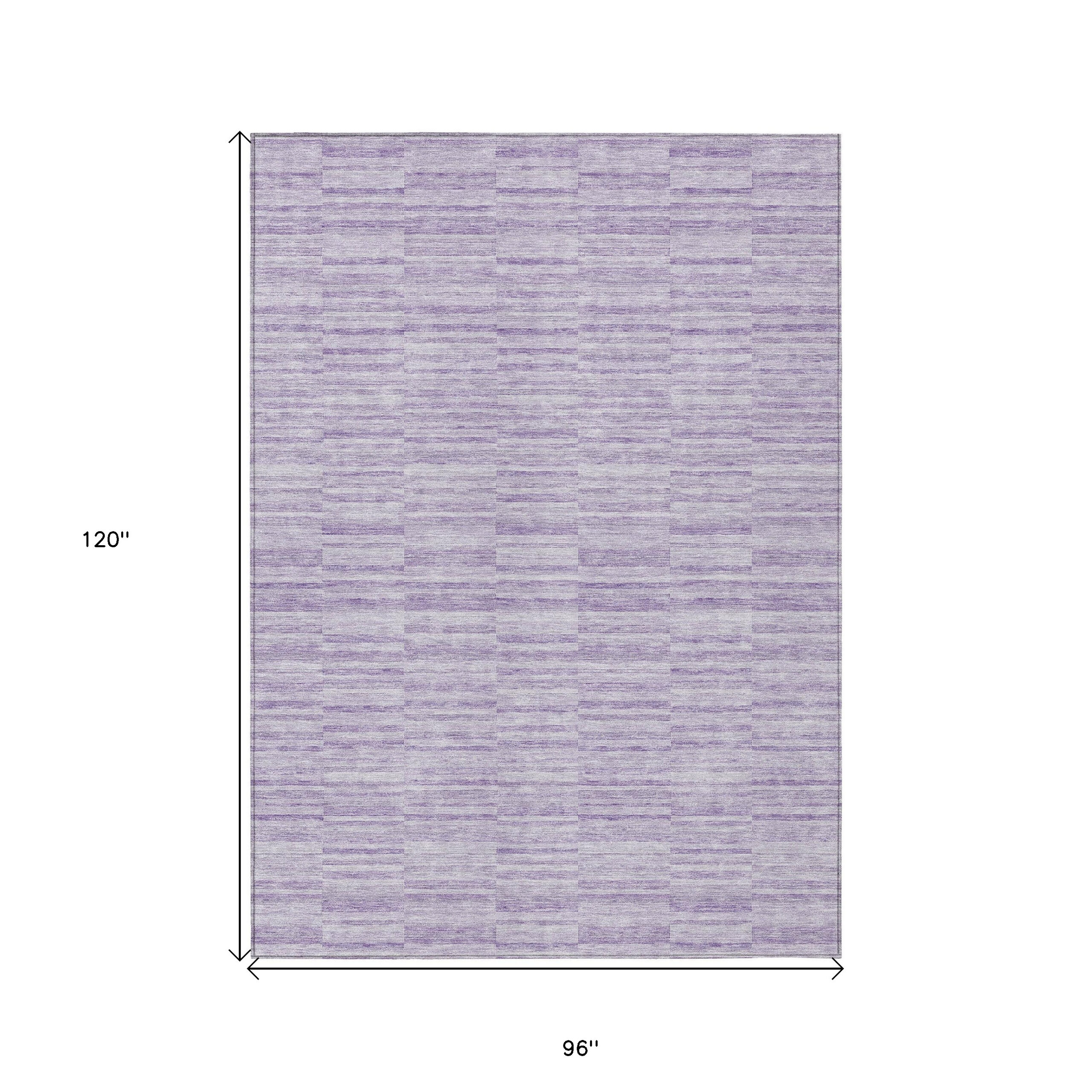 8' X 10' Plum And Purple Striped Washable Indoor Outdoor Area Rug - Image 5
