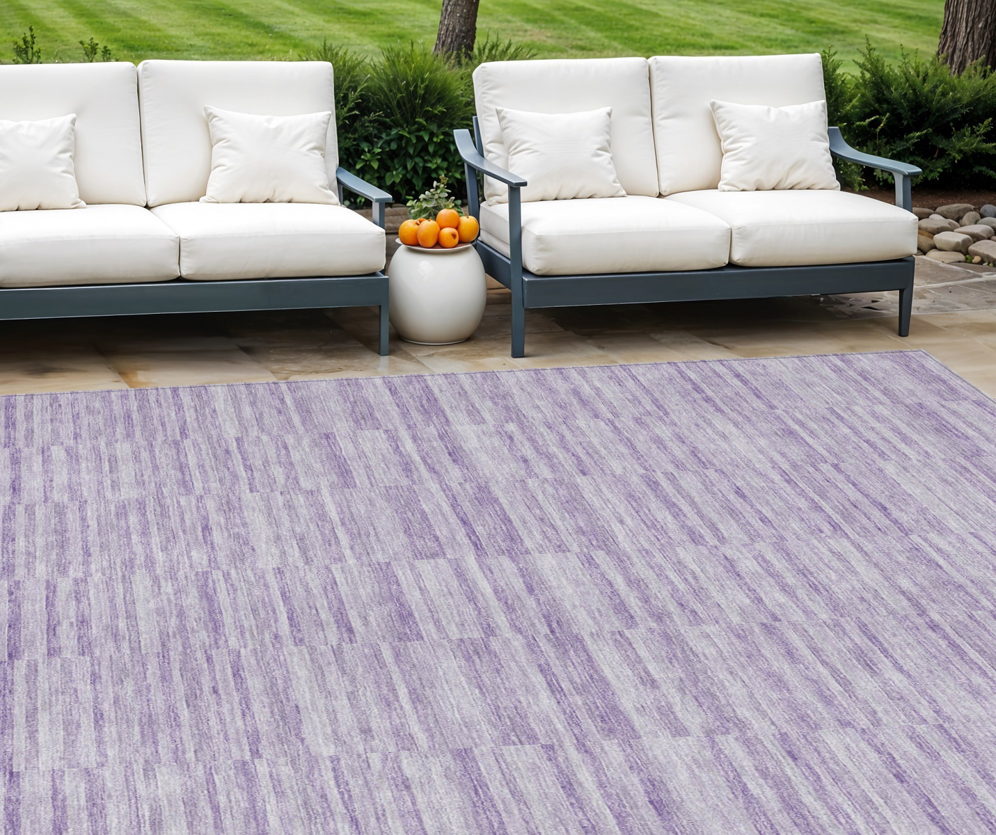 8' X 10' Plum And Purple Striped Washable Indoor Outdoor Area Rug - Image 7