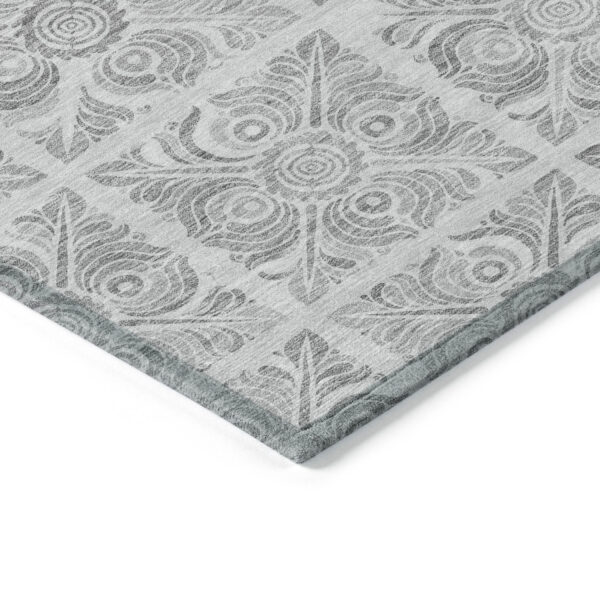 10' X 14' Silver And Gray Medallion Washable Indoor Outdoor Area Rug
