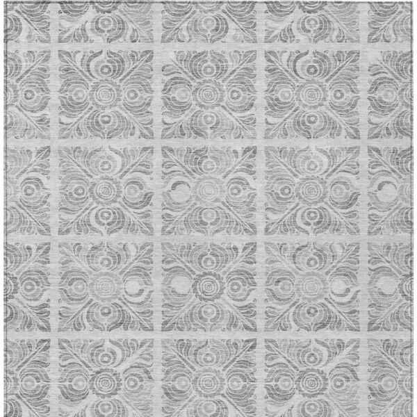10' X 14' Silver And Gray Medallion Washable Indoor Outdoor Area Rug
