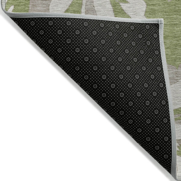 10' X 14' Olive Green Taupe And Beige Floral Washable Indoor Outdoor Area Rug