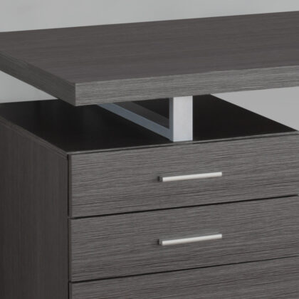 24" Gray and Silver Computer Desk With Three Drawers