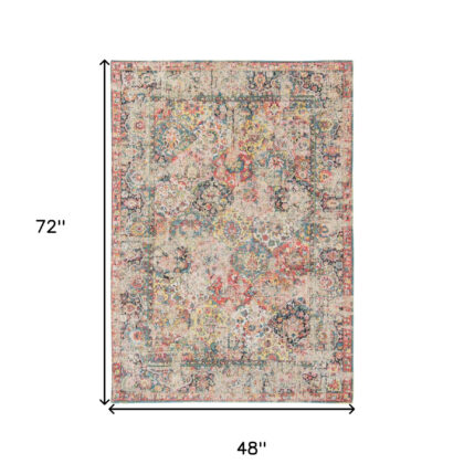 5' x 7' Red Oriental Non Skid Area Rug