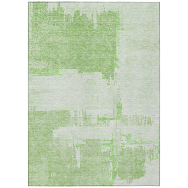 8' X 10' Green And Mint Green Abstract Washable Indoor Outdoor Area Rug