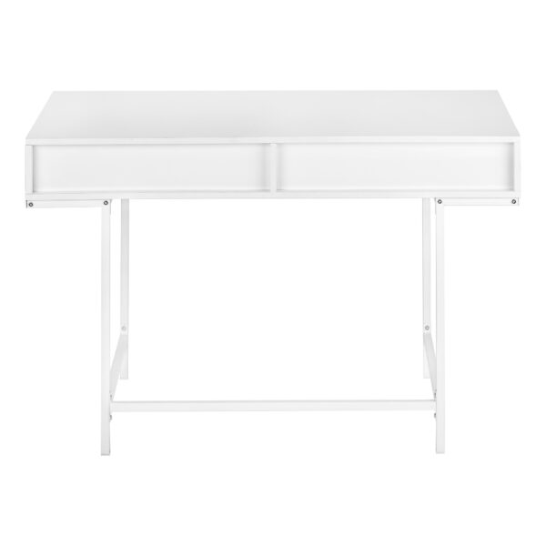 47" White Wood and Metal Computer Desk With Two Drawers