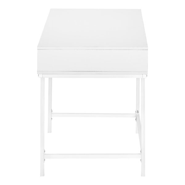 47" White Wood and Metal Computer Desk With Two Drawers