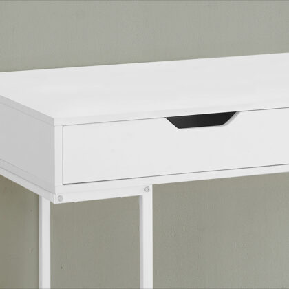 47" White Wood and Metal Computer Desk With Two Drawers