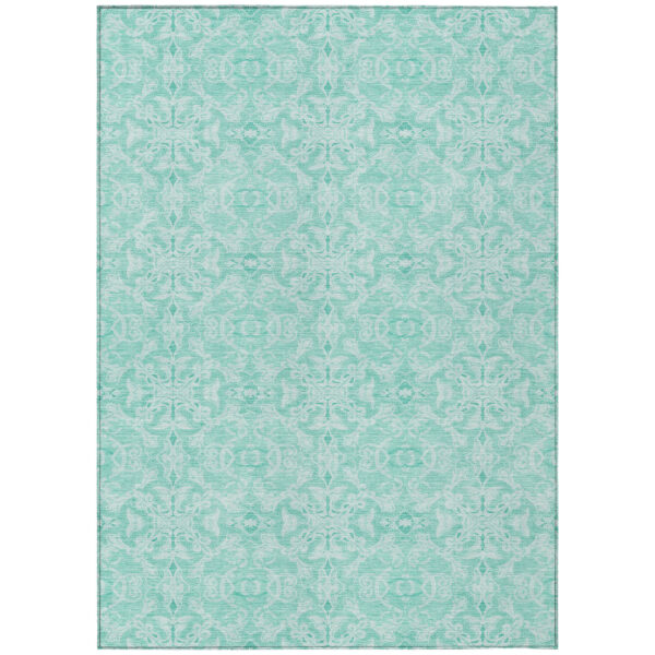 10' X 14' Turquoise And Teal Blue Medallion Washable Indoor Outdoor Area Rug