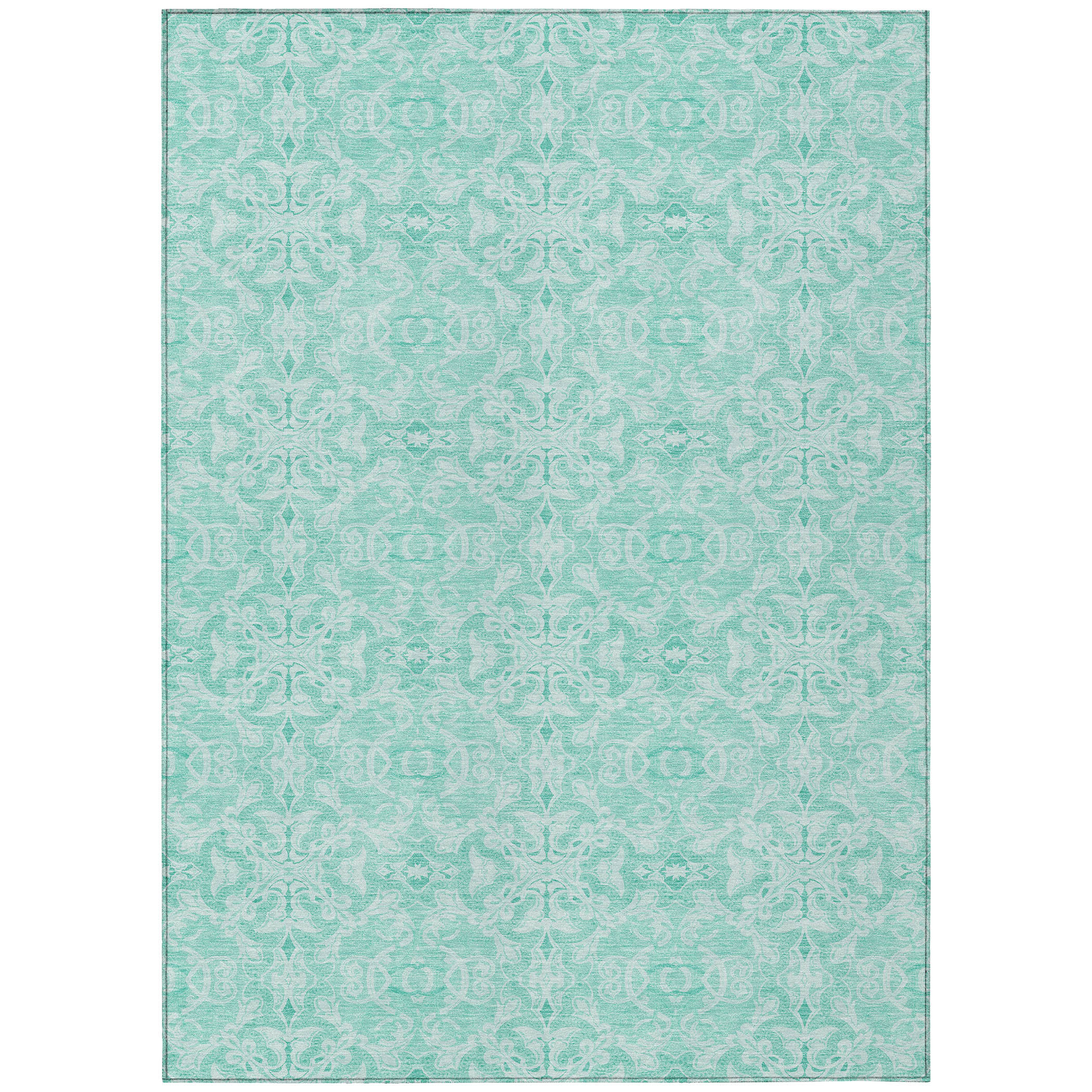 10' X 14' Turquoise And Teal Blue Medallion Washable Indoor Outdoor Area Rug - Image 6