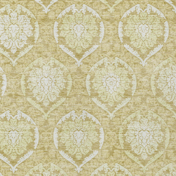 8' X 10' Gold Wheat And Ivory Medallion Washable Indoor Outdoor Area Rug