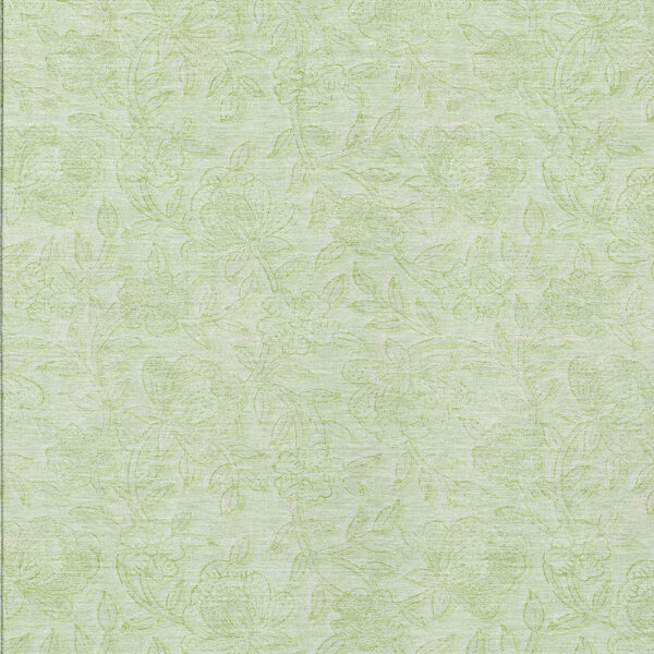 3' X 5' Artichoke Green And Mint Green Floral Washable Indoor Outdoor Area Rug