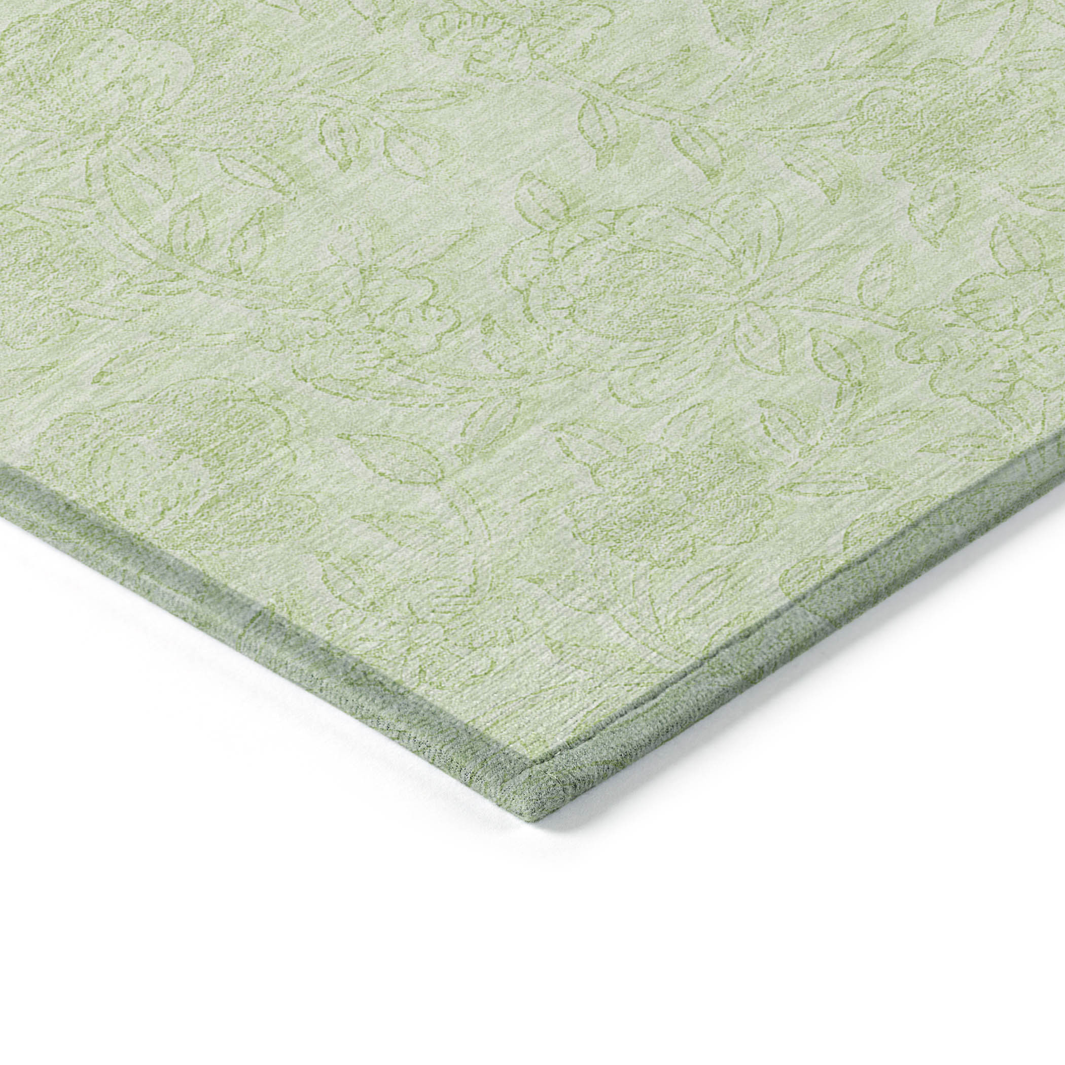 3' X 5' Artichoke Green And Mint Green Floral Washable Indoor Outdoor Area Rug - Image 6