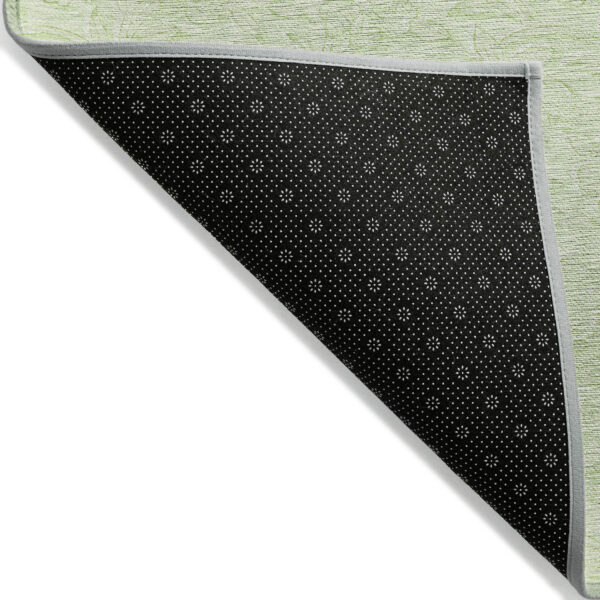 3' X 5' Artichoke Green And Mint Green Floral Washable Indoor Outdoor Area Rug
