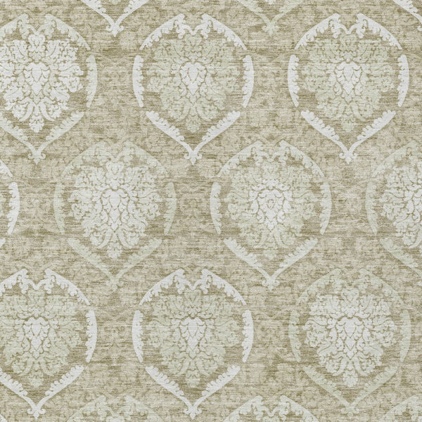 9' X 12' Tan And Beige Medallion Washable Indoor Outdoor Area Rug