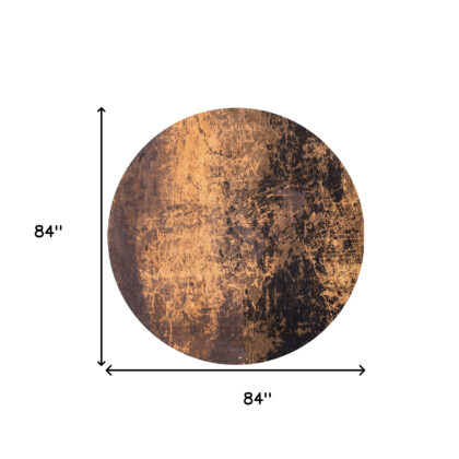 8' Yellow and Brown Round Abstract Non Skid Area Rug