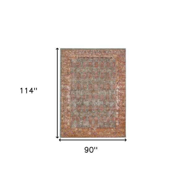 7' x 9' Teal Southwestern Power Loom Area Rug With Fringe